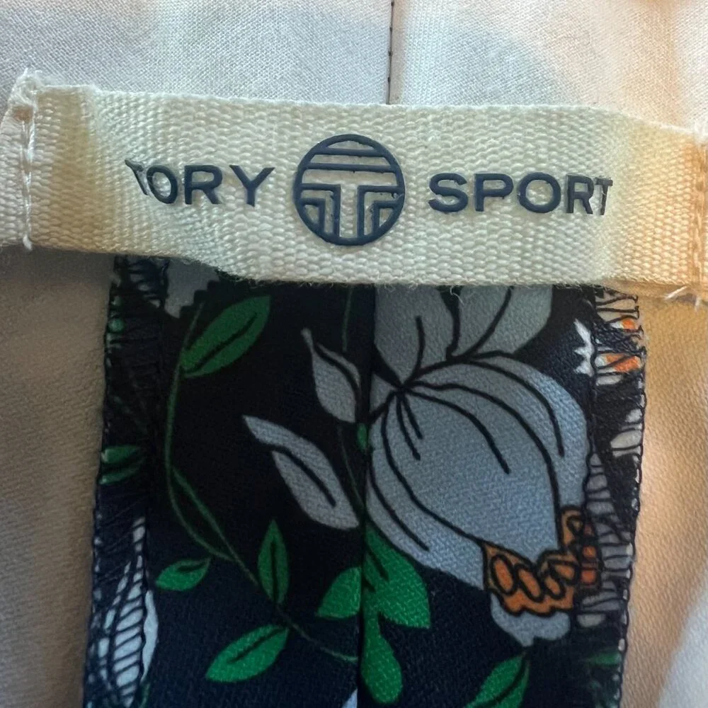 Tory Sport | Tory Burch | Blue Floral Print Straight High Waisted Trouser Pants - Picture 5 of 13
